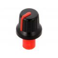 ; Knob; with pointer; ABS; Øshaft: 6mm; Ø16x14.4mm; black; push-in; SR PASSIVES