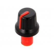 ; Knob; with pointer; ABS; Øshaft: 6mm; Ø16x14.4mm; black; push-in; SR PASSIVES