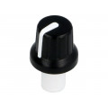 ; Knob; with pointer; ABS; Øshaft: 6mm; Ø16x14.4mm; black; push-in; SR PASSIVES