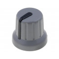 GMN-4SBK; Knob; miniature,with pointer; ABS; Øshaft: 6mm; Ø16x14mm; grey; SR PASSIVES