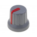 GMN-4SRD; Knob; miniature,with pointer; ABS; Øshaft: 6mm; Ø16x14mm; grey; SR PASSIVES