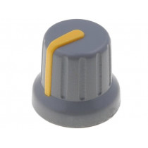 GMN-4SYL; Knob; miniature,with pointer; ABS; Øshaft: 6mm; Ø16x14mm; grey; SR PASSIVES