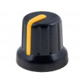 GMN-4YL; Knob; miniature,with pointer; ABS; Øshaft: 6mm; Ø16x14mm; black; SR PASSIVES
