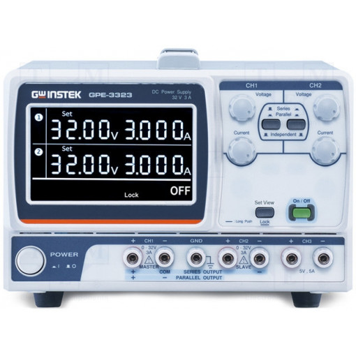 GPE-3323; Power supply: laboratory; Channels: 3; 0÷32VDC; 0÷3A; 0÷32VDC; 0÷3A; GW INSTEK