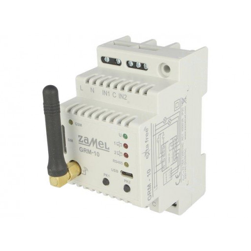 GRM-10; GSM module controller; EXTA FREE; IP20; 230VAC; NO x2; DIN; 1.5W; ZAMEL GRM-10; GSM module controller; EXTA FREE; IP20; 230VAC; NO x2; DIN; 1.5W; ZAMEL