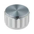 ; Knob; with pointer; aluminium; Øshaft: 6.35mm; Ø25x15mm; silver; SR PASSIVES ; Knob; with pointer; aluminium; Øshaft: 6.35mm; Ø25x15mm; silver; SR PASSIVES