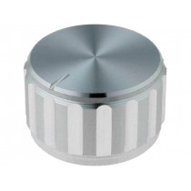 ; Knob; with pointer; aluminium; Øshaft: 6.35mm; Ø25x15mm; silver; SR PASSIVES ; Knob; with pointer; aluminium; Øshaft: 6.35mm; Ø25x15mm; silver; SR PASSIVES