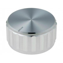 ; Knob; with pointer; aluminium; Øshaft: 6.35mm; Ø30x15mm; silver; SR PASSIVES ; Knob; with pointer; aluminium; Øshaft: 6.35mm; Ø30x15mm; silver; SR PASSIVES