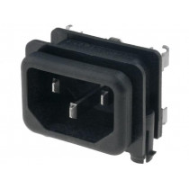 GSF1.2202.31; Connector: AC supply; socket; male; 10A; 250VAC; IEC 60320; SCHURTER