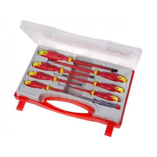 HV-1808; Kit: screwdrivers; Pcs: 8; Phillips cross,slot,insulated; 1kVAC; GOLDTOOL