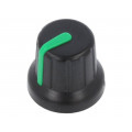 ; Knob; miniature,with pointer; Øshaft: 6.35mm; black; SR PASSIVES