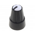 ; Knob; miniature; plastic; Øshaft: 6mm; Ø13x19mm; black; white; SR PASSIVES