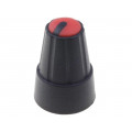 ; Knob; miniature; plastic; Øshaft: 6mm; Ø13x19mm; black; red; SR PASSIVES