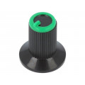 ; Knob; with flange; plastic; Øshaft: 6mm; Ø10x19mm; black; green; SR PASSIVES