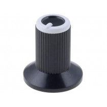 ; Knob; with flange; plastic; Øshaft: 6mm; Ø10x19mm; black; grey; SR PASSIVES ; Knob; with flange; plastic; Øshaft: 6mm; Ø10x19mm; black; grey; SR PASSIVES