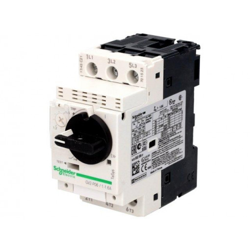 GV2P10; Motor breaker; 2.2kW; 230÷690VAC; DIN; Short circ.release: 78A; SCHNEIDER ELECTRIC