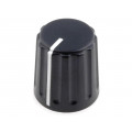 GW21B; Knob; conical,with pointer; ABS; Øshaft: 6mm; Ø21.5x17.1mm; black; SR PASSIVES