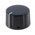 GW28B; Knob; conical,with pointer; ABS; Øshaft: 6mm; Ø28.5x17.1mm; black; SR PASSIVES