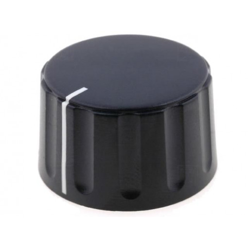 GW28B; Knob; conical,with pointer; ABS; Øshaft: 6mm; Ø28.5x17.1mm; black; SR PASSIVES