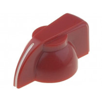 ; Knob; with pointer; Øshaft: 6mm; Ø19.5x14mm; red; Shaft: knurled; SR PASSIVES ; Knob; with pointer; Øshaft: 6mm; Ø19.5x14mm; red; Shaft: knurled; SR PASSIVES