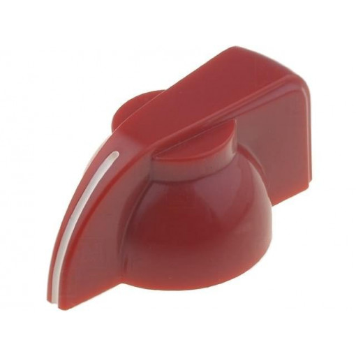 ; Knob; with pointer; Øshaft: 6mm; Ø19.5x14mm; red; Shaft: knurled; SR PASSIVES ; Knob; with pointer; Øshaft: 6mm; Ø19.5x14mm; red; Shaft: knurled; SR PASSIVES