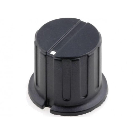 GWB12BK; Knob; with flange; bakelite; Øshaft: 6.35mm; Ø13.3x13.7mm; black; SR PASSIVES GWB12BK; Knob; with flange; bakelite; Øshaft: 6.35mm; Ø13.3x13.7mm; black; SR PASSIVES