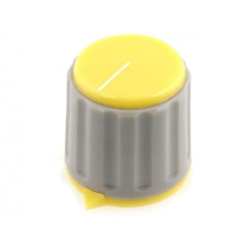 GWW21-YL; Knob; with pointer; Øshaft: 6mm; Ø21.3x20mm; Shaft: knurled; yellow; SR PASSIVES