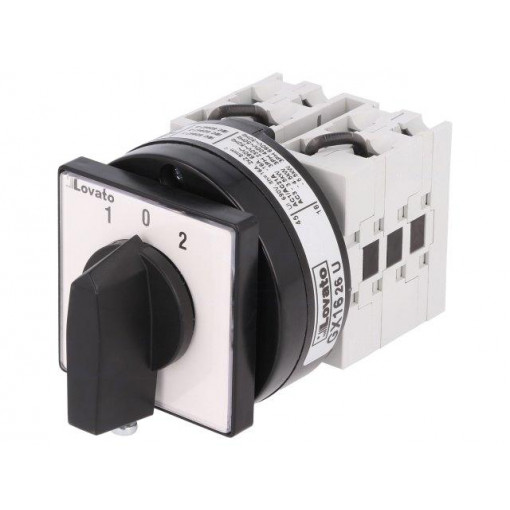 GX1626U; Switch: reversing cam switch; Stabl.pos: 1; 16A; 1->0<-2; Poles: 3; LOVATO ELECTRIC