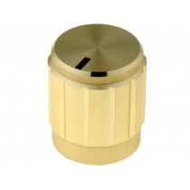 ; Knob; with pointer; aluminium,thermoplastic; Øshaft: 6mm; golden; SR PASSIVES ; Knob; with pointer; aluminium,thermoplastic; Øshaft: 6mm; golden; SR PASSIVES