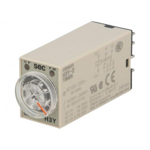 H3Y-2 AC100-120 5S; Timer; 1s÷30min; DPDT; 100÷120VAC; -10÷50°C; IP40; Series: H3Y; OMRON