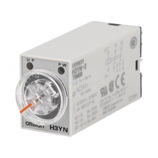 H3YN-2 AC24; Timer; 0,1s÷10min; DPDT; 250VAC/5A; 24VAC; socket; -10÷50°C; PIN: 8; OMRON