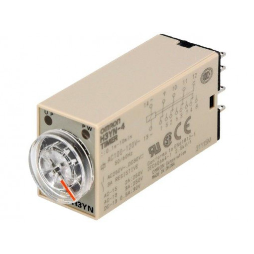 H3YN-4 AC100-120; Timer; 0,1s÷10min; 4PDT; 250VAC/3A; 100÷120VAC; socket; -10÷50°C; OMRON