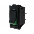 HB-110-C7N-BBG-A; ROCKER; SPST; Pos: 2; OFF-ON; 16A/250VAC; black-green; none; UL94V-2; CANAL ELECTRONIC