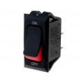 HB-110-C7N-BBR-A; ROCKER; SPST; Pos: 2; OFF-ON; 16A/250VAC; black-red; none; UL94V-2; CANAL ELECTRONIC