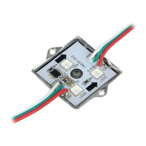 HC-F12V-WS2811-3535; Module: LED; Colour: RGB; 150°; No.of diodes: 4; 47mA; 35x35mm; 12V; WORLDSEMI