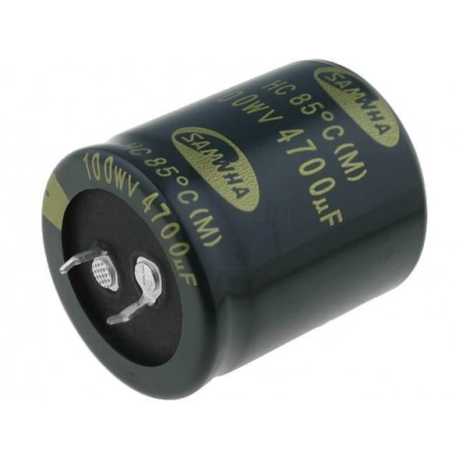 HC2A478M35040HA; Capacitor: electrolytic; SNAP-IN; 4700uF; 100VDC; Ø35x40mm; ±20%; SAMWHA HC2A478M35040HA; Capacitor: electrolytic; SNAP-IN; 4700uF; 100VDC; Ø35x40mm; ±20%; SAMWHA