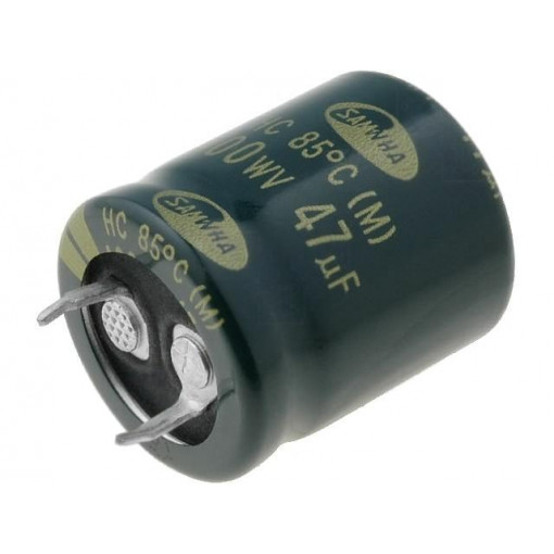 HC2G476M22025HA; Capacitor: electrolytic; SNAP-IN; 47uF; 400VDC; Ø22x25mm; ±20%; SAMWHA HC2G476M22025HA; Capacitor: electrolytic; SNAP-IN; 47uF; 400VDC; Ø22x25mm; ±20%; SAMWHA
