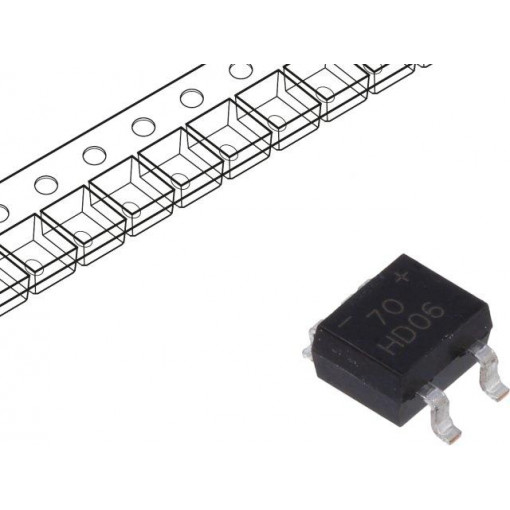 HD06-T; Single-phase bridge rectifier; Urmax: 600V; If: 0.8A; Ifsm: 30A; DIODES INCORPORATED