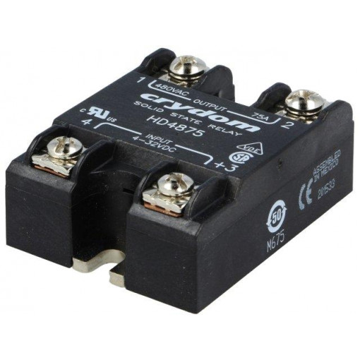 HD4875; Relay: solid state; Ucntrl: 4÷32VDC; 75A; 48÷530VAC; -40÷80°C; CRYDOM