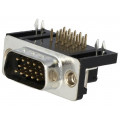 HDL15-PL-B; D-Sub HD; PIN: 15; socket; male; angled 90°; THT; UNC4-40; ADAM TECH HDL15-PL-B; D-Sub HD; PIN: 15; socket; male; angled 90°; THT; UNC4-40; ADAM TECH