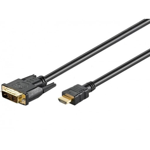 51582; Cable; HDMI 1.4; DVI-D (18+1) plug,HDMI plug; 5m; black; Goobay