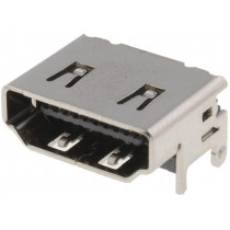 DS1114-BN0; Connector: HDMI; socket; PIN: 19; gold flash; angled 90°; SMT; CONNFLY