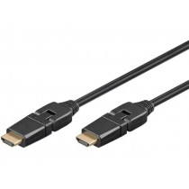 31914; Cable; HDMI 1.4; HDMI plug movable ±90°,both sides; 2m; black; Goobay