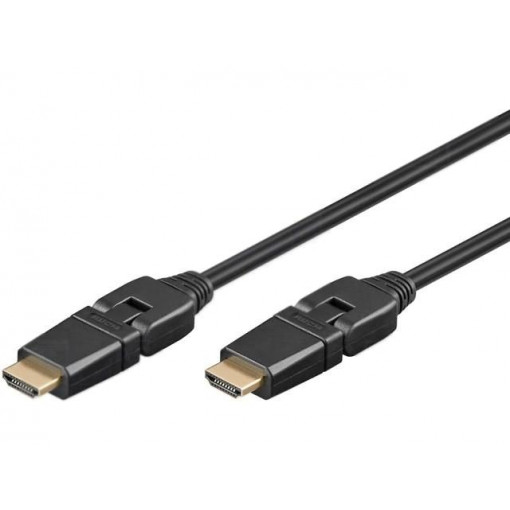 31914; Cable; HDMI 1.4; HDMI plug movable ±90°,both sides; 2m; black; Goobay