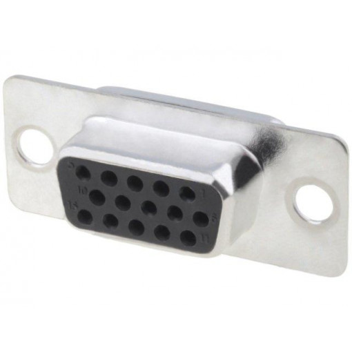 HDT15-SD; D-Sub HD; PIN: 15; plug; female; for cable; soldering; 5A; 250V; 20mΩ; ADAM TECH