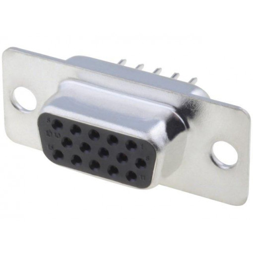 HDT15-ST; D-Sub HD; PIN: 15; socket; female; straight; THT; 5A; 20mΩ; ADAM TECH