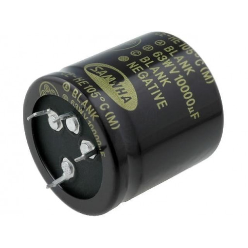 HE1J109M40040HA; Capacitor: electrolytic; SNAP-IN; 10000uF; 63VDC; Ø40x40mm; ±20%; SAMWHA HE1J109M40040HA; Capacitor: electrolytic; SNAP-IN; 10000uF; 63VDC; Ø40x40mm; ±20%; SAMWHA