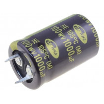 HE2A108M22035HA; Capacitor: electrolytic; SNAP-IN; 1000uF; 100VDC; Ø22x35mm; ±20%; SAMWHA HE2A108M22035HA; Capacitor: electrolytic; SNAP-IN; 1000uF; 100VDC; Ø22x35mm; ±20%; SAMWHA