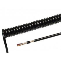 600157; Wire: coiled; 3x0,14mm2; braid made of copper wires; PUR; black; HELUKABEL