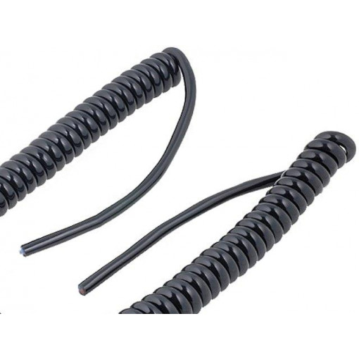 85728; Wire: coiled; 2x0,5mm2; unshielded; PUR; black; 500V; 0.5m; 2m; HELUKABEL